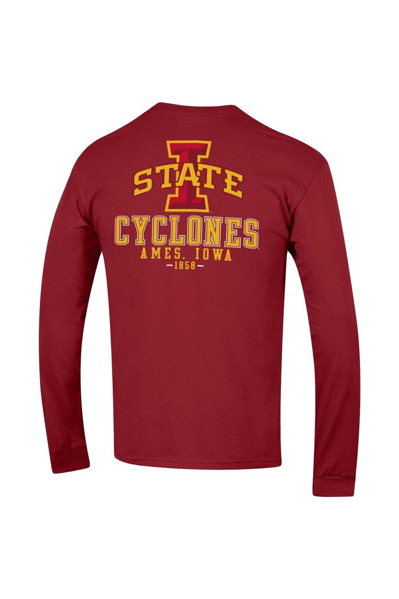 Men's Champion Cardinal Iowa State Cyclones Team Stack Long Sleeve T-Shirt, Alternate, color, Cardinal