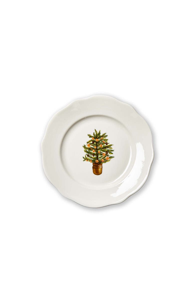 Citrus Tree Ceramic Appetizer Plates Multicolor Set, Main, color, White