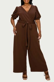 L I V D Iris Belted Wide Leg Jumpsuit