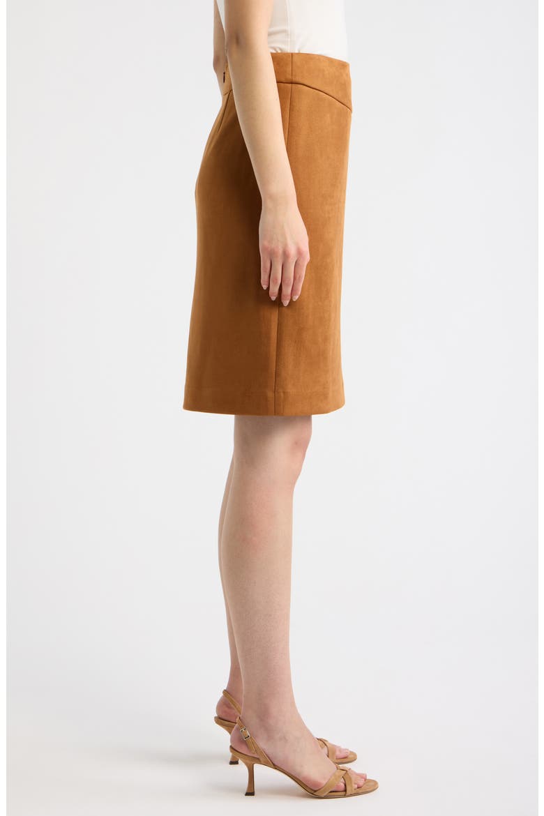 Faux Suede Pencil Skirt, Alternate, color, LUGGAGE