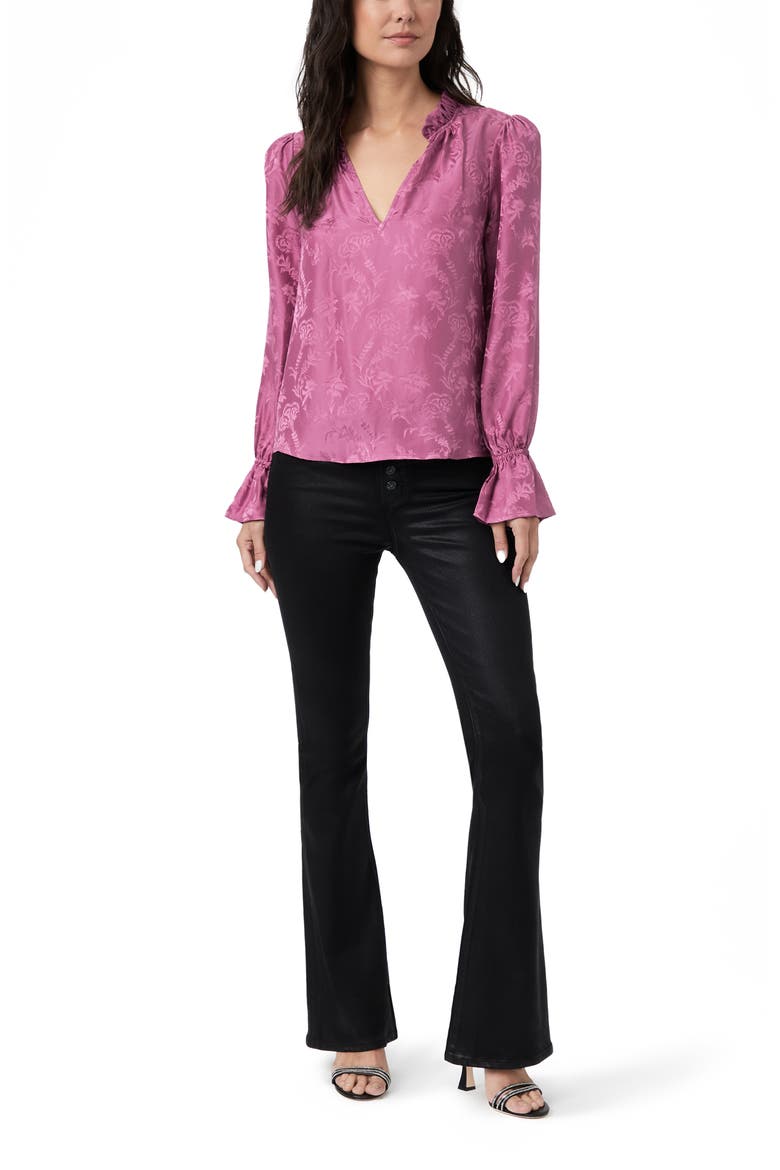Laurin Floral Silk Jacquard Blouse, Alternate, color, DUSTY PLUM