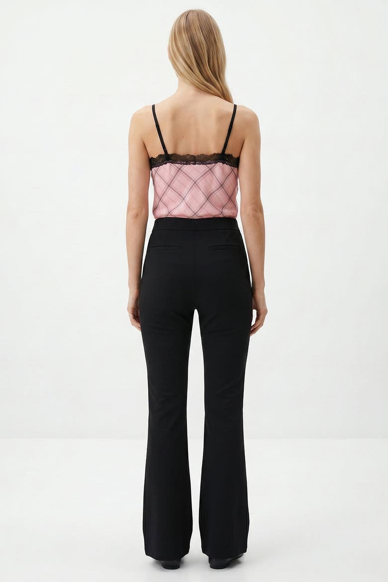 High Waisted Flared Knit Trousers, Alternate, color, BLACK