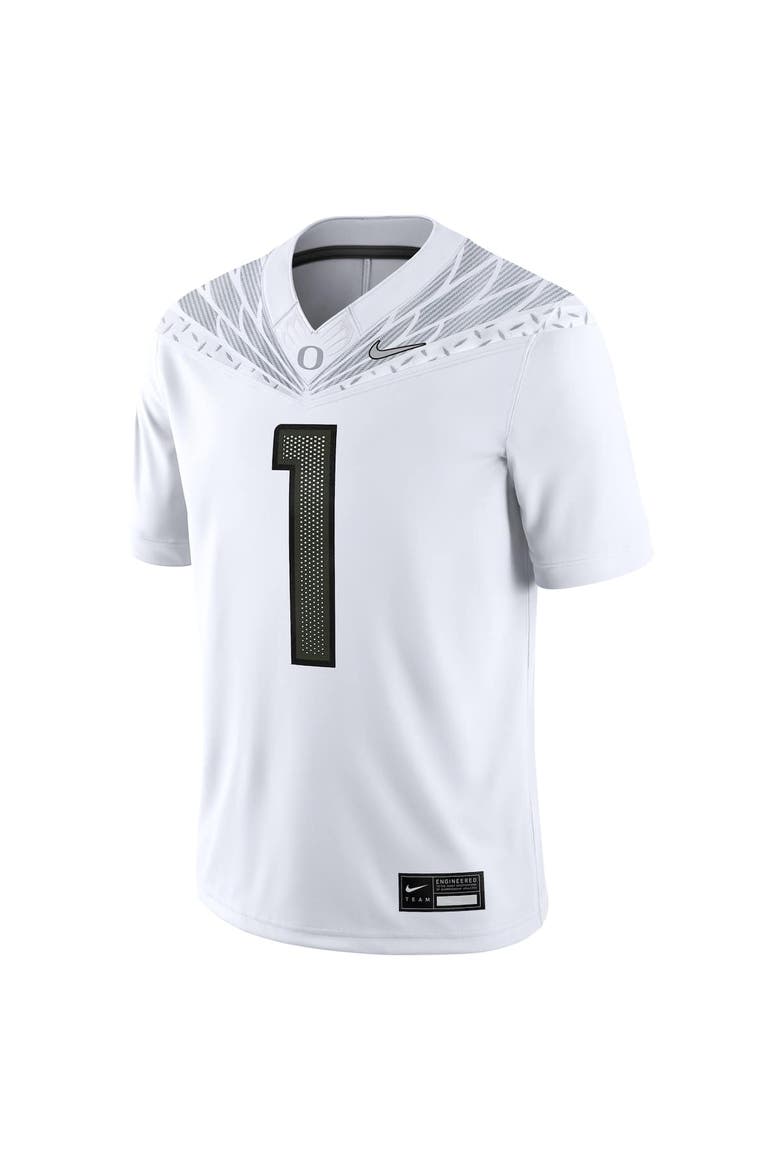 Men's Nike #1 White Oregon Ducks Game Jersey, Alternate, color, White