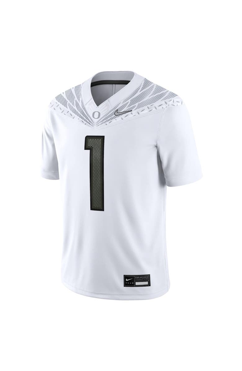 Nike Men's Nike #1 White Oregon Ducks Game Jersey, Alternate, color, White