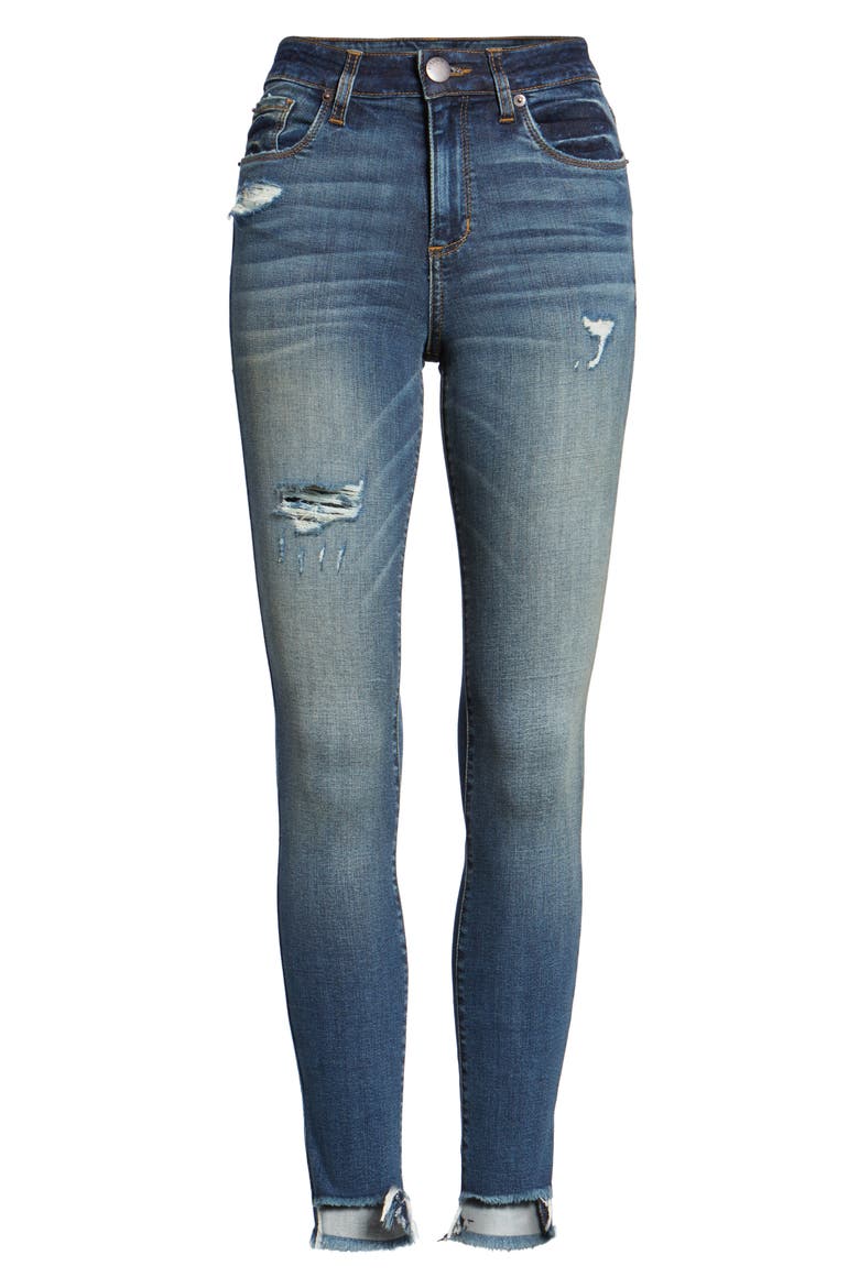 Elli Distressed Step Hem Skinny Jeans, Alternate, color, YUKON