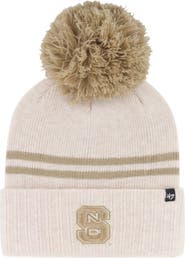 '47 Women's '47  Natural NC State Wolfpack Core & Inline Latte Cuffed Knit Hat with Pom