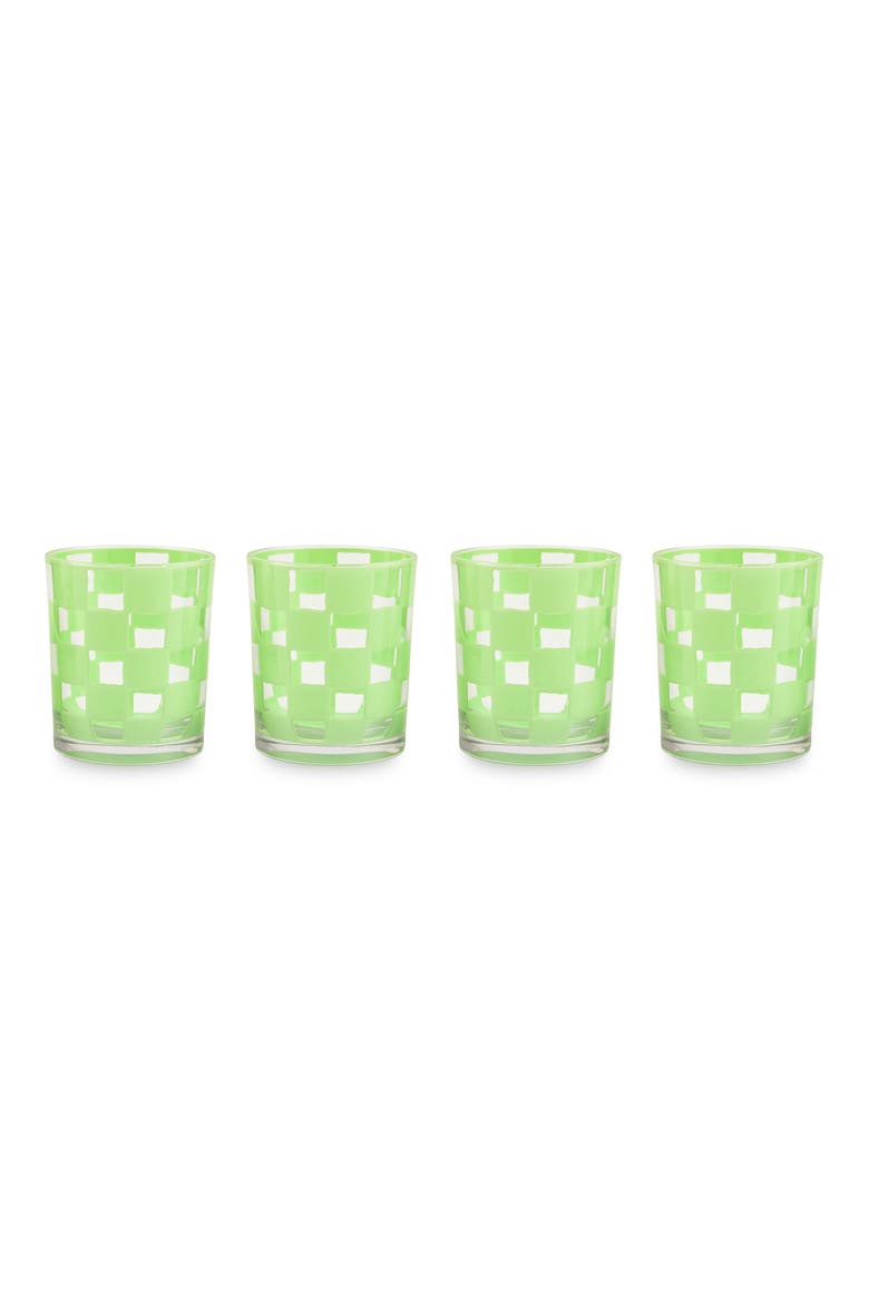 Set of 4 Green Check Acrylic Tumblers, Main, color, GREEN