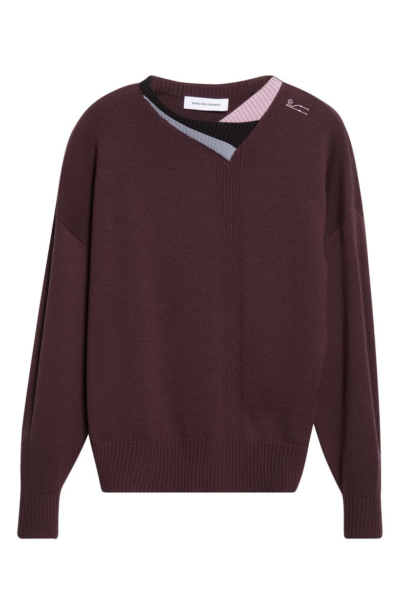 KIKO KOSTADINOV Vig Multi Collar Wool & Silk Sweater, Alternate, color, Dark Brown/ Pine/ Lilac