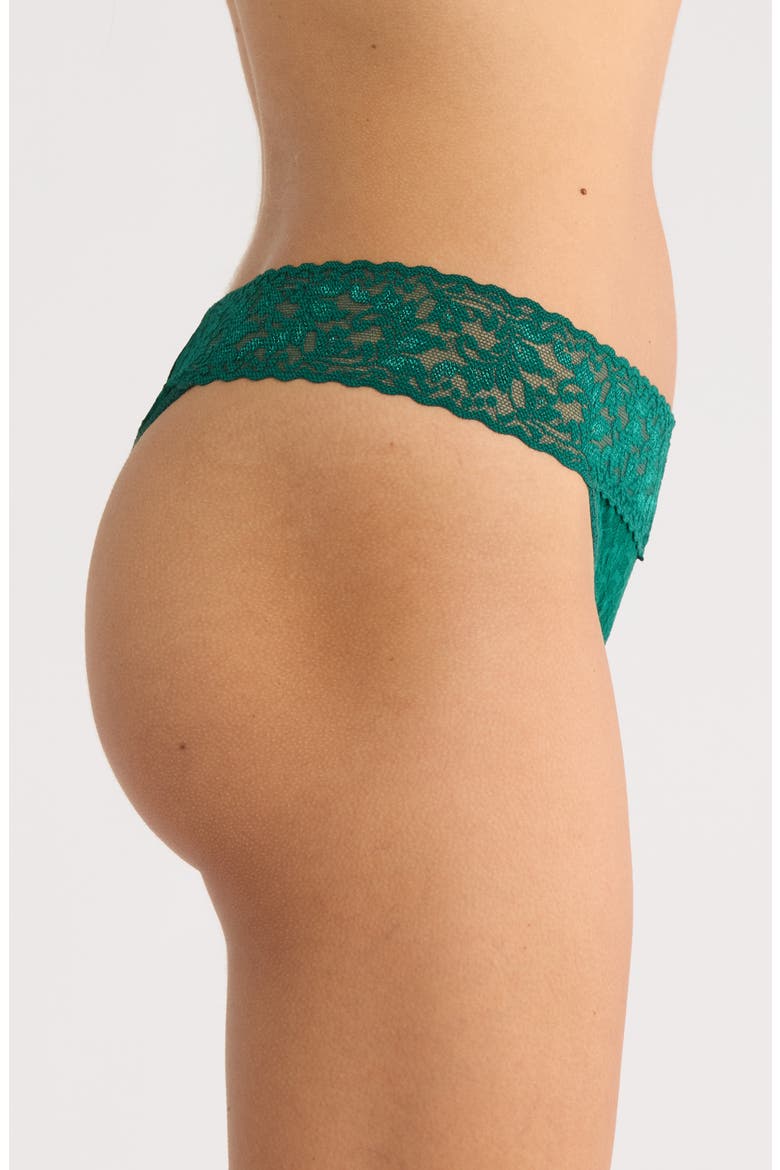 Original Rise Lace Thong, Alternate, color, FOREST GREEN