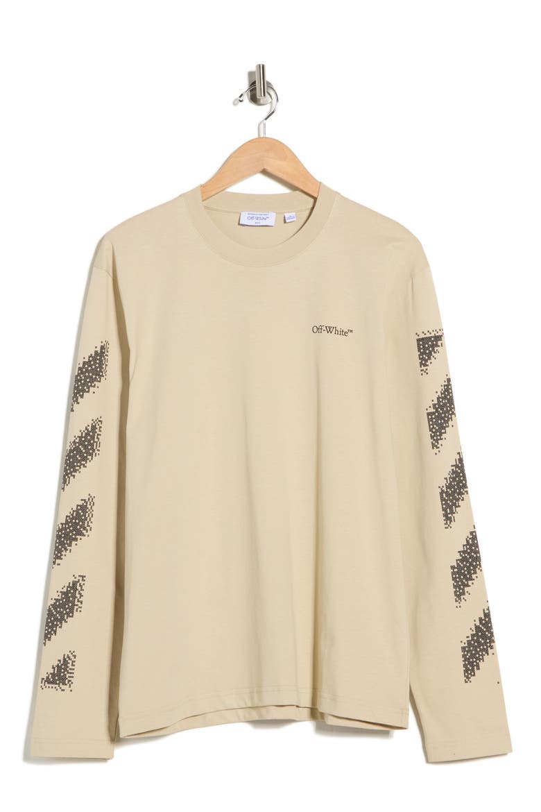Pixel Diagonal Skate Long Sleeve T-Shirt, Alternate, color, BROWN RICE-BLACK