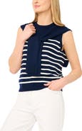 Halogen® Stripe Front Tie Sleeveless Sweater