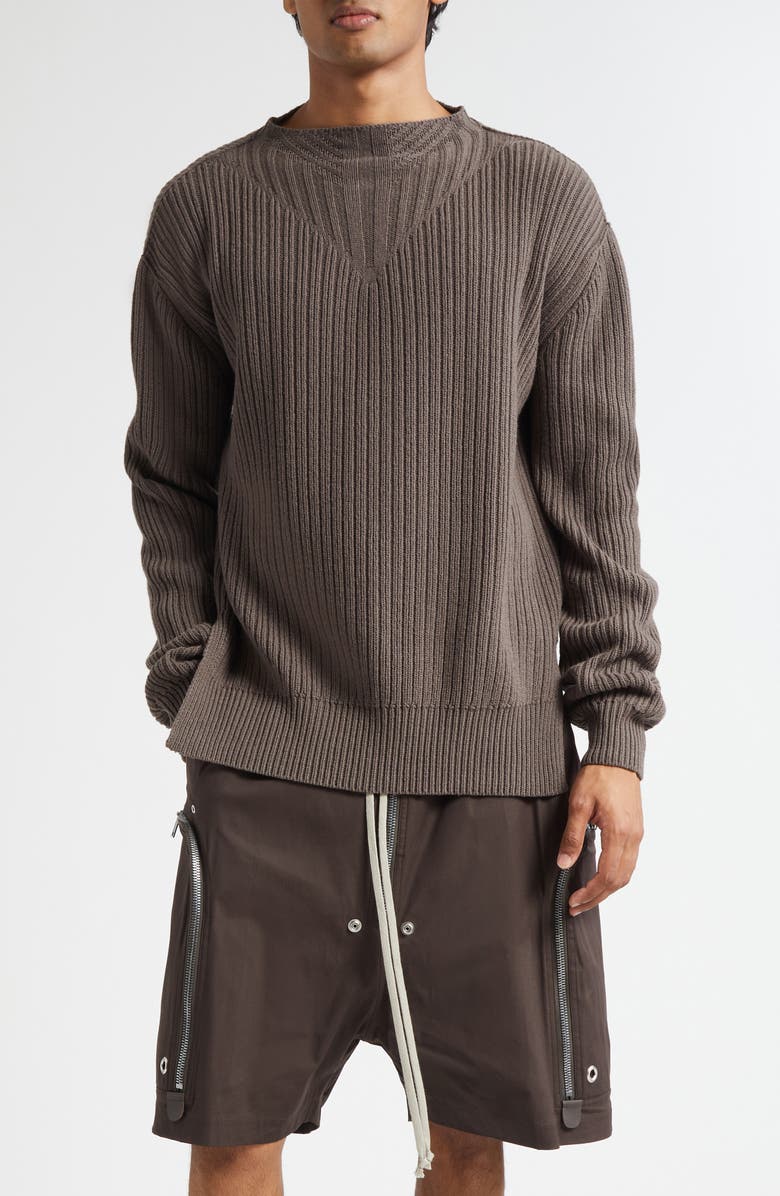 Rick Owens Fisherman Wool Sweater, Main, color, Dust