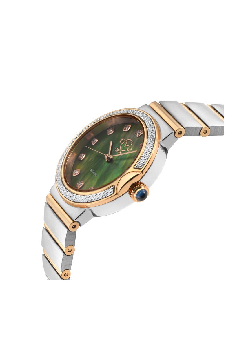 Sorrento Swiss Quartz Diamond Two-Tone Bracelet Watch, 32mm, Alternate, color, SILVER