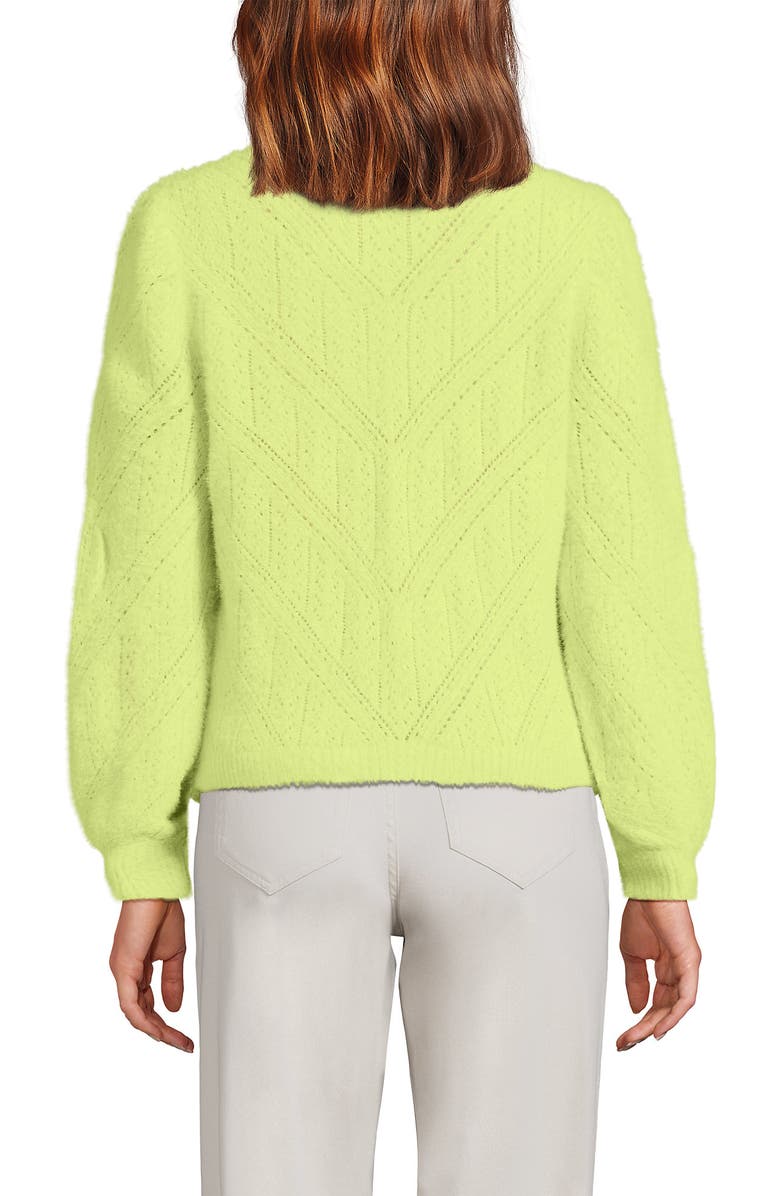 Lands' End Eyelash Fuzzy Pointelle Puff Sleeve Sweater, Alternate, color, 