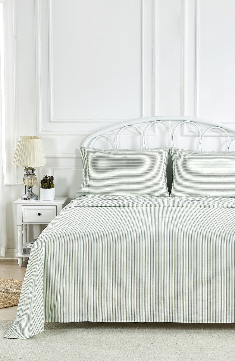MELANGE HOME Percale Stripe 200 Thread Count Sheet Set, Alternate, color, 