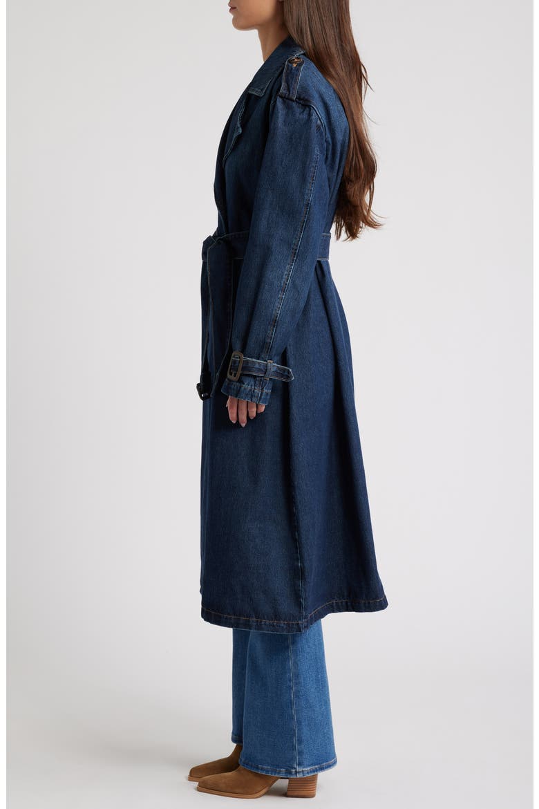 Classic Denim Trench Coat, Alternate, color, DARK WASH