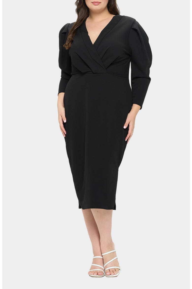 Boa Pleated Stretch Dress, Alternate, color, BLACK