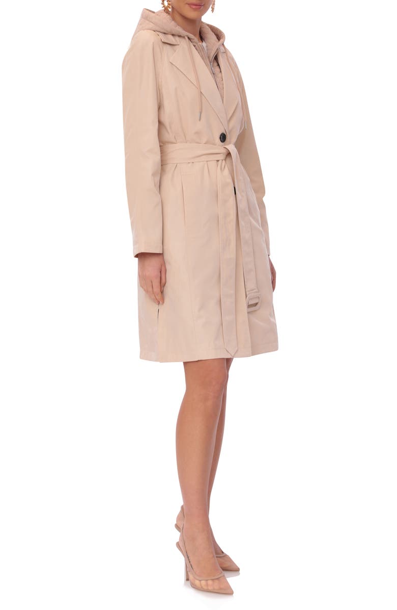 Avec Les Filles Single Breasted Coat with Quilted Hooded Insert, Alternate, color,