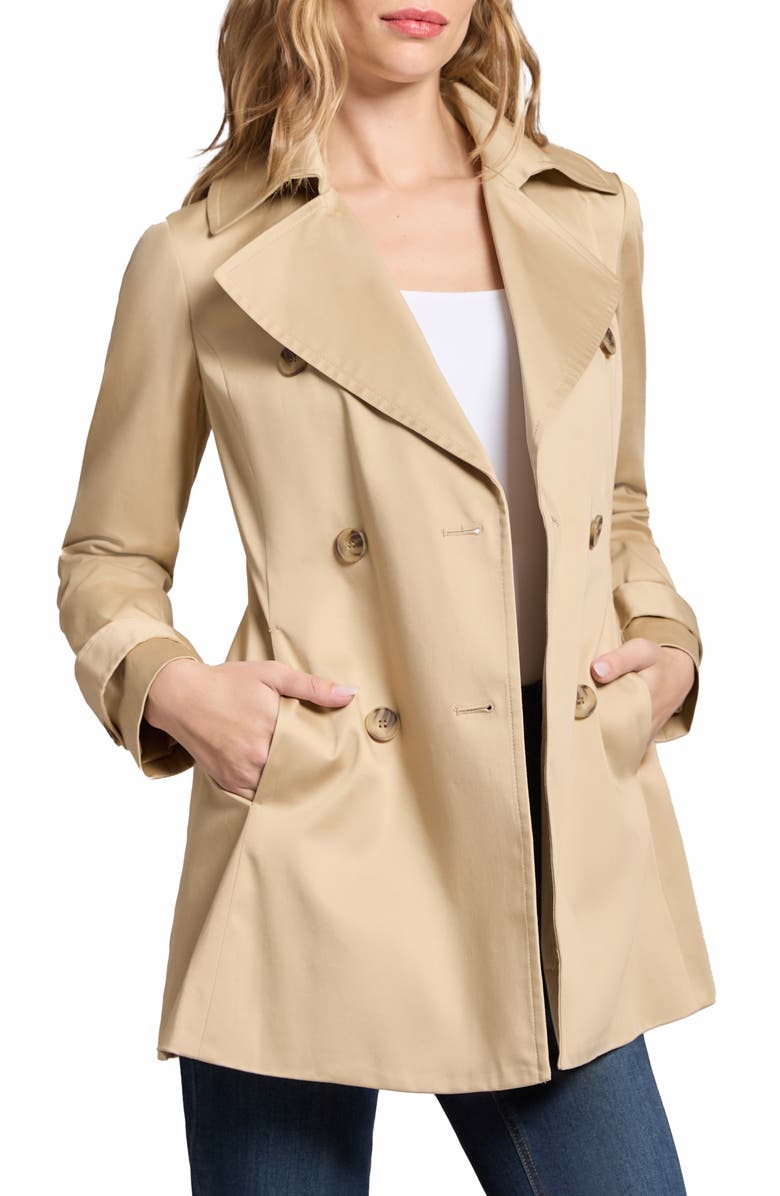Jones New York Stretch Cotton Sateen Double Breasted Trench Coat, Alternate, color,