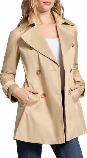 Jones New York Stretch Cotton Sateen Double Breasted Trench Jones New York Stretch Cotton Sateen Double Breasted Trench