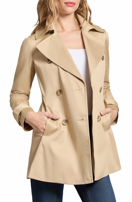 Jones New York Stretch Cotton Sateen Double Breasted Trench Coat In Jones Khaki
