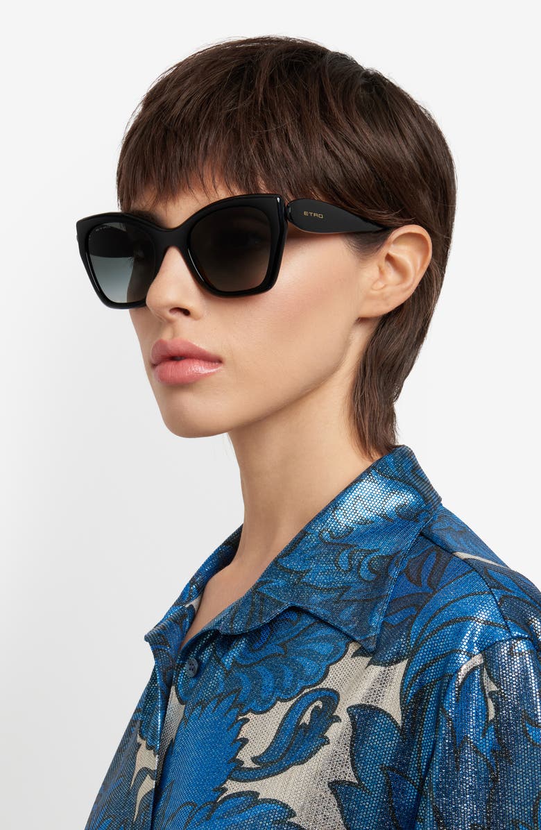 Etro 54mm Gradient Cat Eye Sunglasses, Alternate, color, Black/ Dark Grey Sf