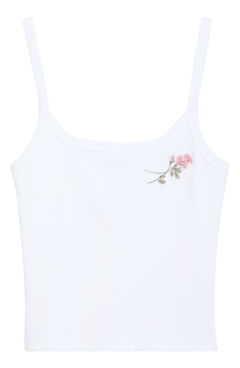 Florence by Mills Couch Date Rose Embroidered Crop Rib Tank, Alternate, color, White/ Pink Rose