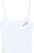 Florence by Mills Couch Date Rose Embroidered Crop Rib Tank