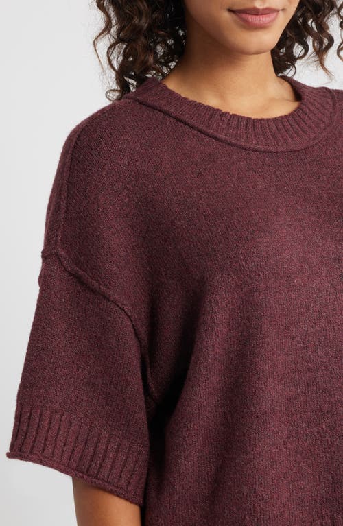 City Blues Broome Crop Short Sleeve Sweater In Burgundy