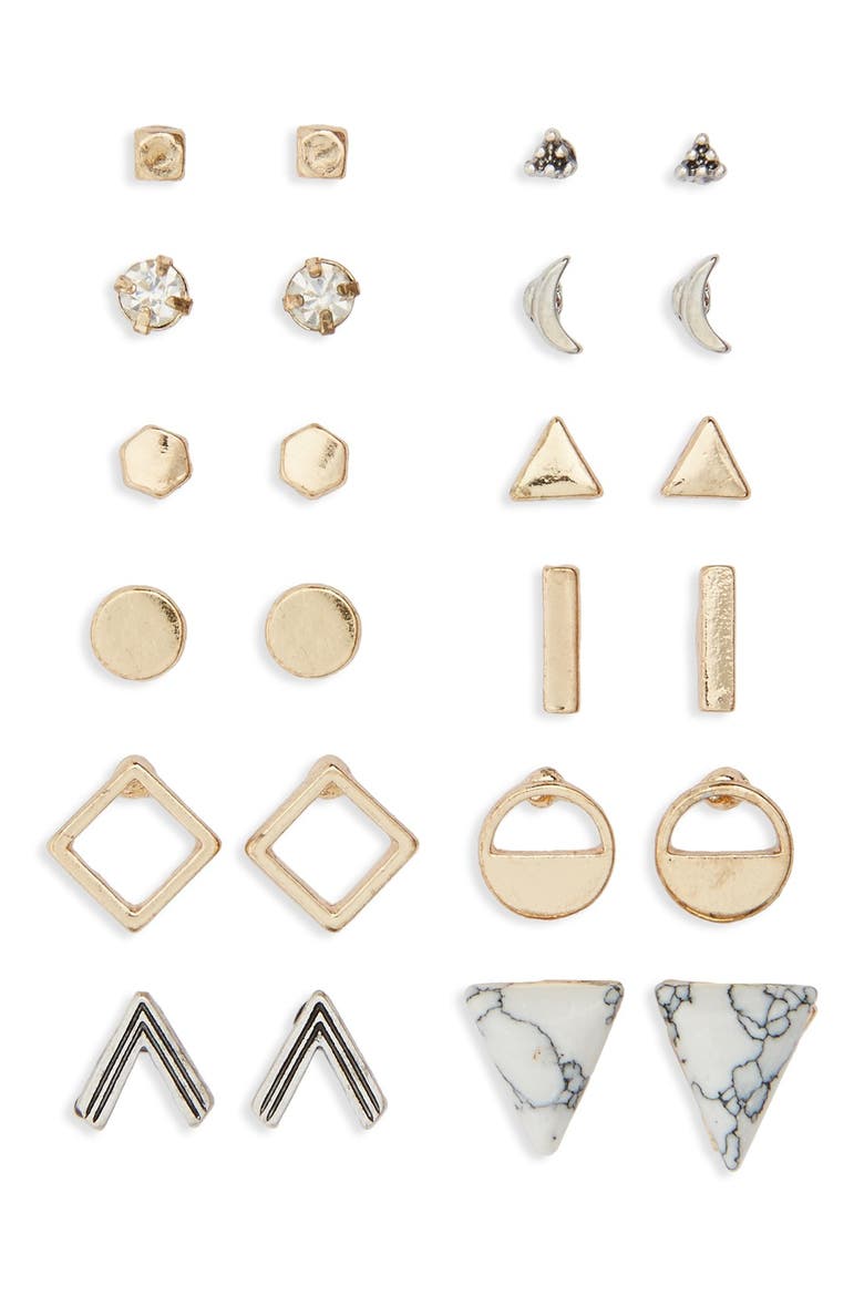 Geometric Stud Earrings, Main, color, GOLD