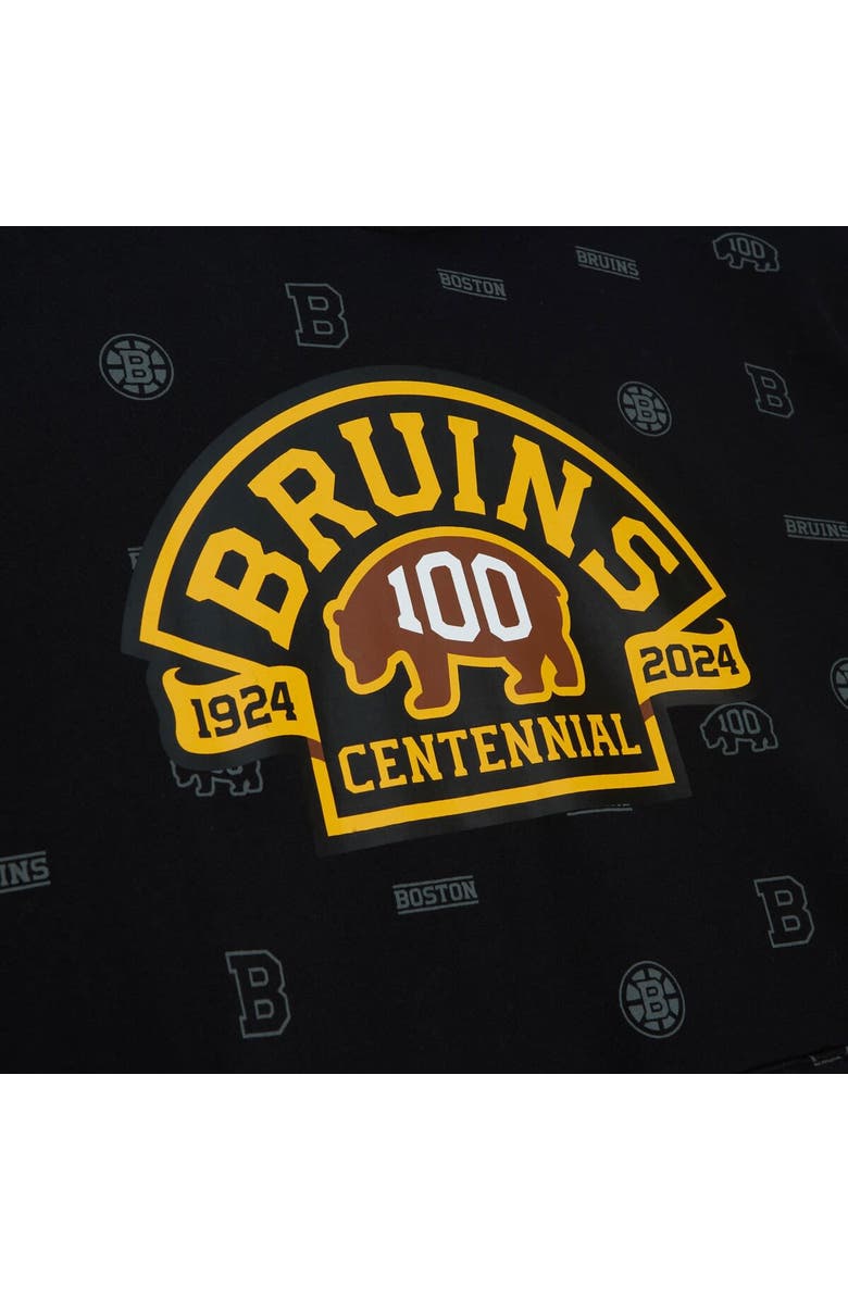Mitchell & Ness Men's Mitchell & Ness Black Boston Bruins 100th Anniversary Allover Print Pullover Hoodie, Alternate, color, Black