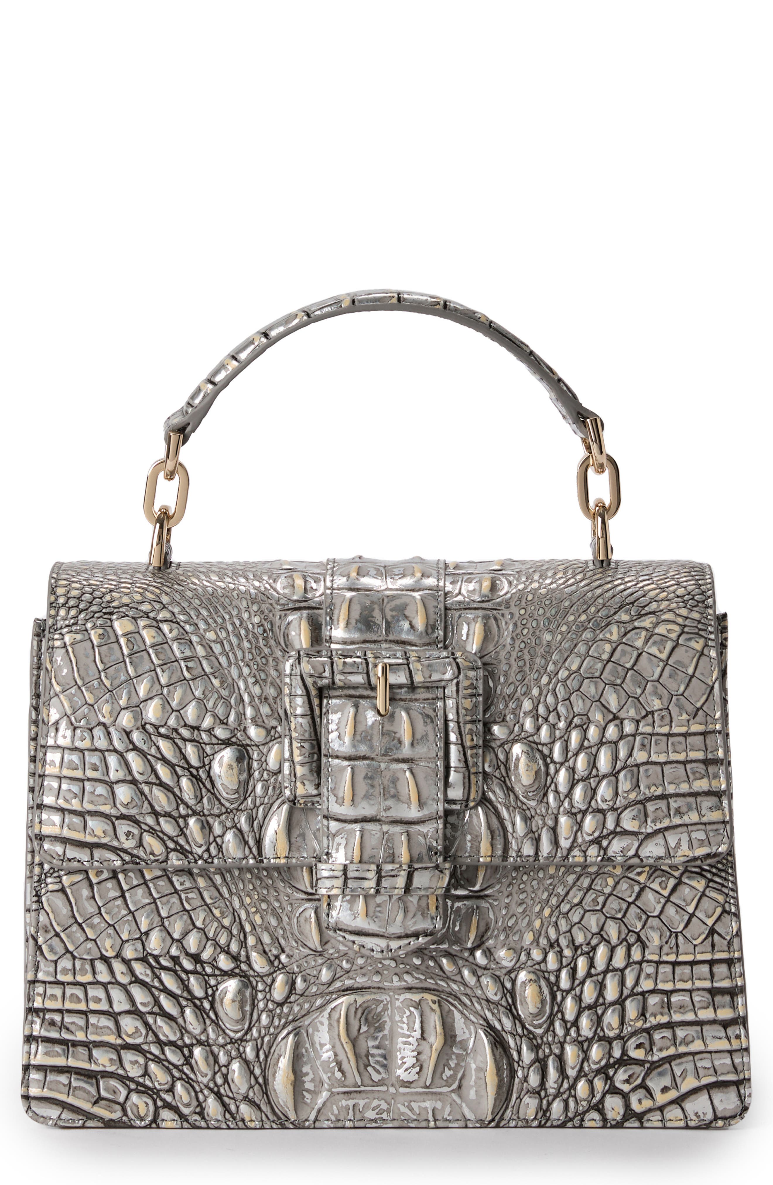 Brahmin Hallie Small Croc Embossed Leather Top Handle Bag, Main, color, 