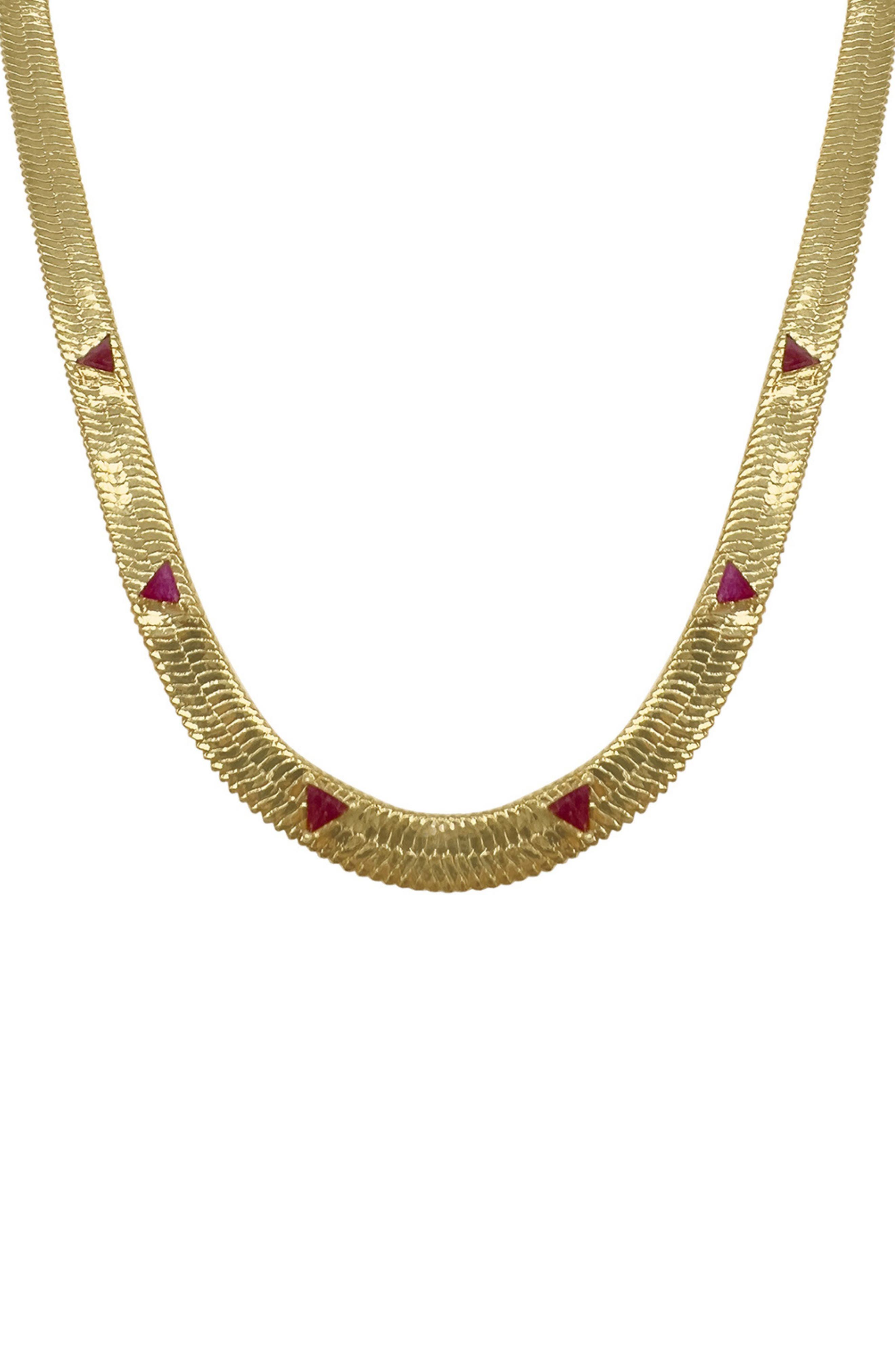 ADORNIA FINE Ruby Trillion Herringbone Chain Necklace (Women ...