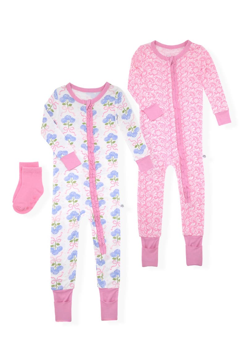 Convertible Coverall Pajamas & Socks Set, Main, color, PINK MULTI