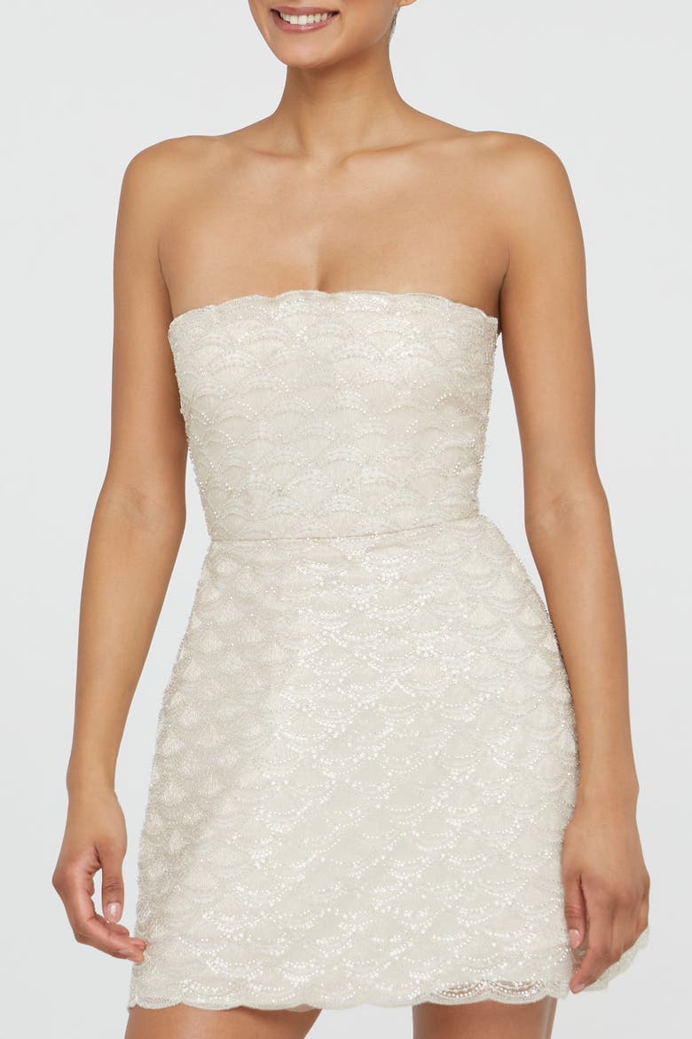 Amanda Beaded Mini Dress, Alternate, color, Crystal