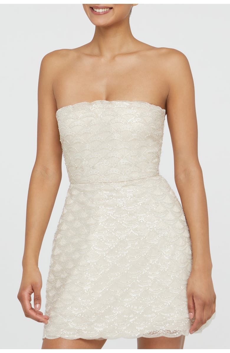 Theia Amanda Beaded Mini Dress, Alternate, color, Crystal