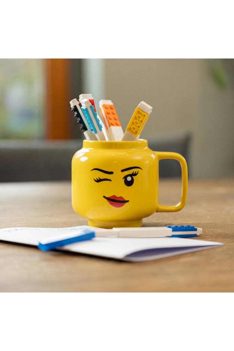 Classic Yellow Minifigures Winking Girl Ceramic Mug, 8.6oz, Alternate, color, Yellow