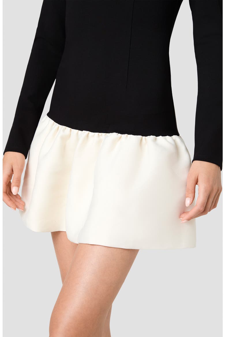 Cleo Ponte Combo Structured Long Sleeve Minidress, Alternate, color, BLACK WITH PORCELAIN CREAM
