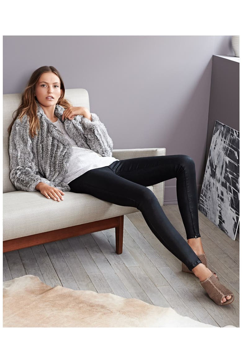 Zip Hem Stretch Skinny Jeans, Alternate, color, BLACK DIAMOND