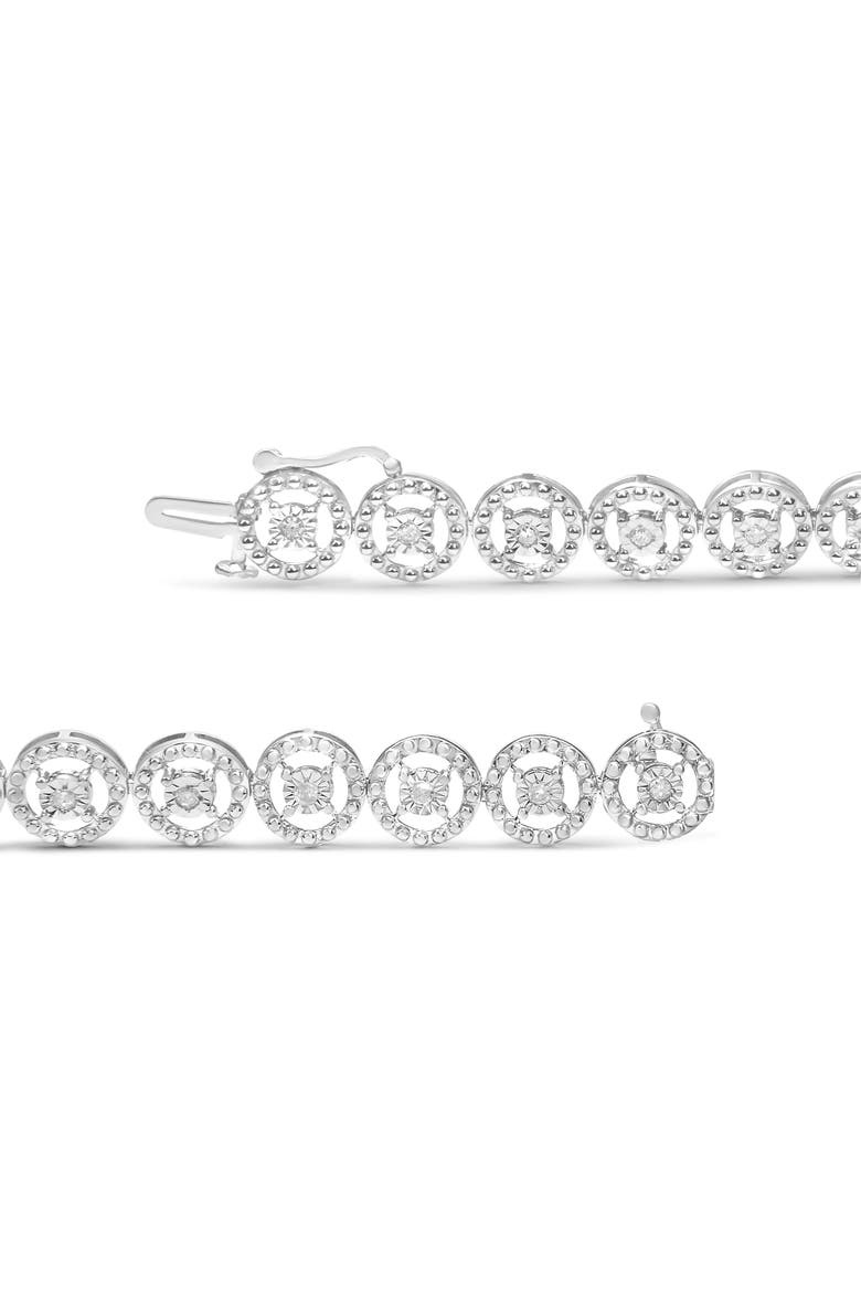 Silver 1/2 Ctw Diamond Nested Circle Miracle Set Open Wheel Link Bracelet, Alternate, color, White