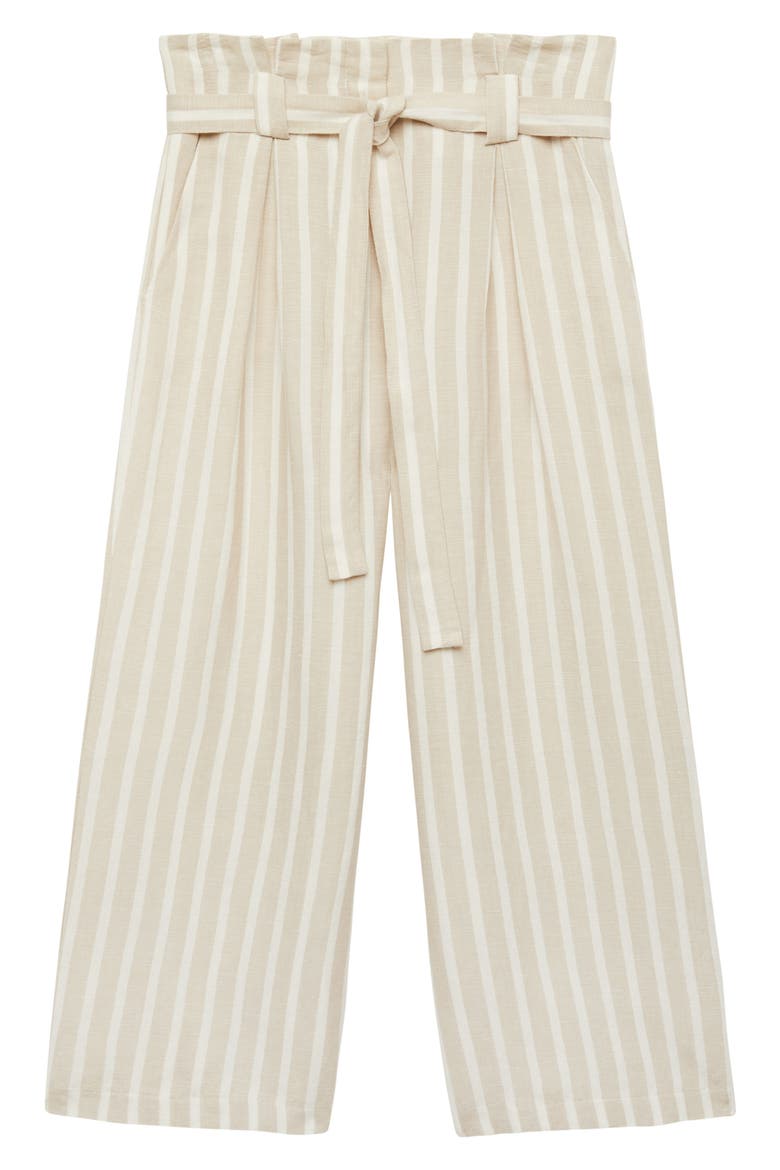 Samira Crop Wide Leg Linen Blend Pants, Alternate, color, BISQUE/IVORY