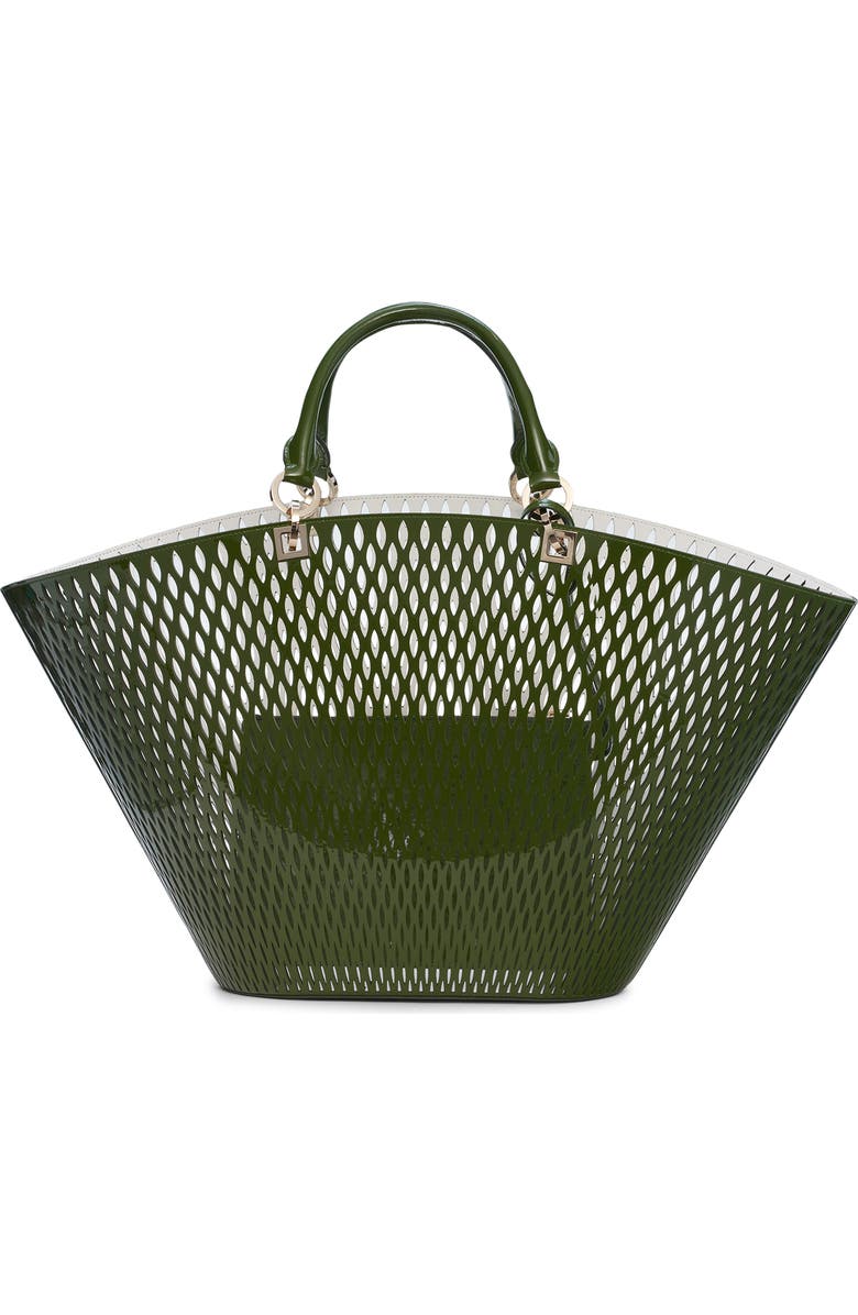 TOM FORD Large Panier Cutout Patent Leather Tote, Alternate, color, Chive