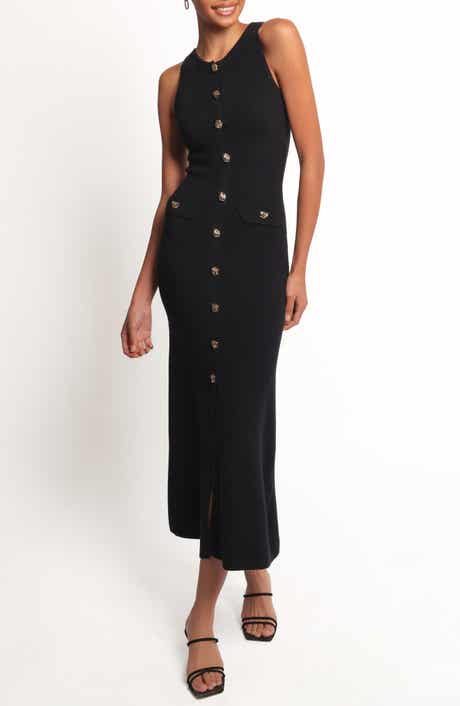 Petal & Pup Sleeveless Rib Button-Up Sweater Midi Dress