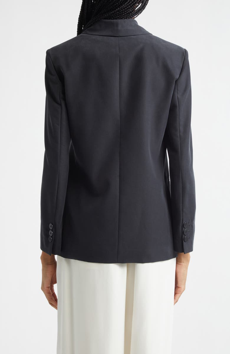 Emporio Armani Relaxed Fit Double Breasted Cupro Blazer, Alternate, color, Solid Black