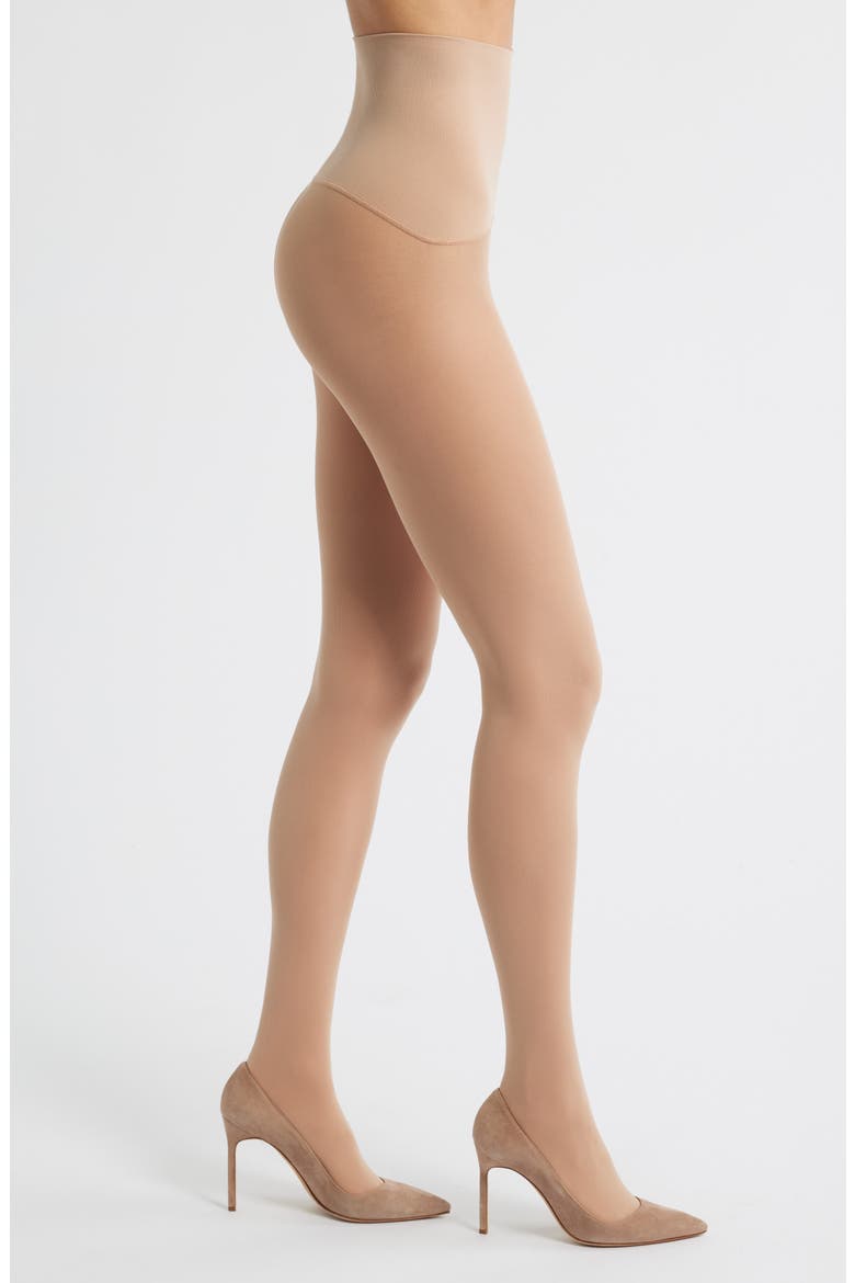 Yoga Waist Opaque Tights, Main, color, NATURAL
