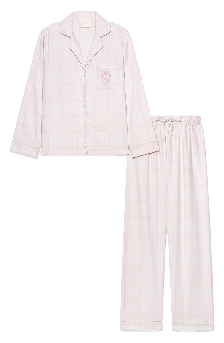 HOUSE OF CB Classic Brushed Cotton Flannel Pajamas, Alternate, color, Pink