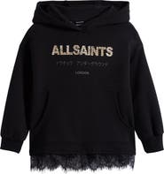 smALLSAINTS by ALLSAINTS Kids' Lace Trim Split Back Cotton Blend Hoodie