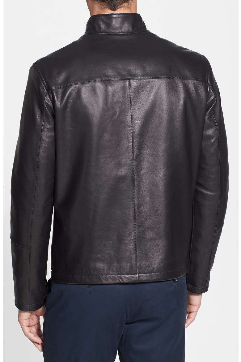 Lambskin Leather Moto Jacket, Alternate, color, BLACK