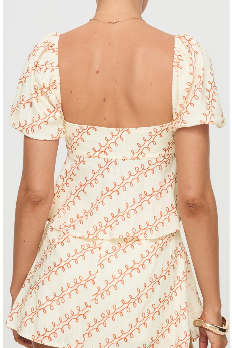 Passionfruit Short Sleeve Linen Blend Top, Alternate, color, IVORY MULTI