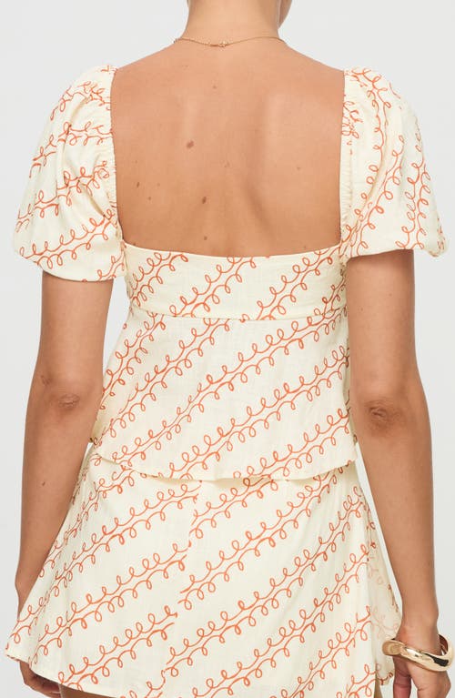 Shop Princess Polly Passionfruit Short Sleeve Linen Blend Top In Ivory Multi